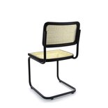Set Van 4 Bas Eetkamerstoelen - Rotan Design Zwart
