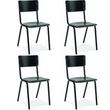 Set Van 4 Eetkamerstoelen - Houten Design Zwart - School