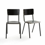 Set Van 4 Eetkamerstoelen - Houten Design Zwart - School