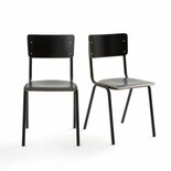 Workliving - School Eetkamerstoel - Houten Design - Zwart